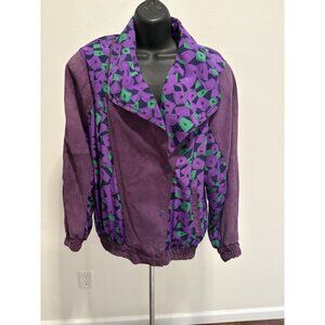 Vintage 1980s Switzers Snap Front Jacket Women 1 X Suede Panels Shoulder